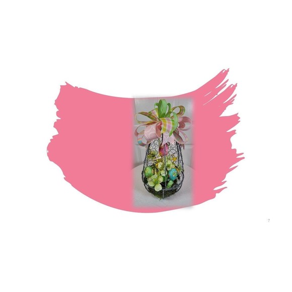 Easter Spring Floral Holiday Décor, Easter Egg Cage Wire Basket Arrangement‎ - Picture 8 of 8